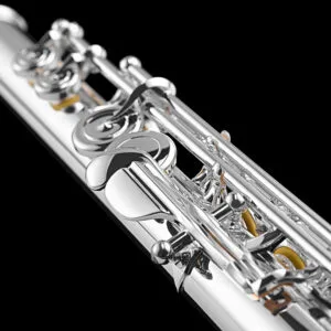 Close up of intermediate silver flute c# trill key