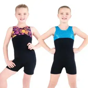 gymnastics biketard for girls - Eurotard 77551 Celebration biketard in rainbow swirl