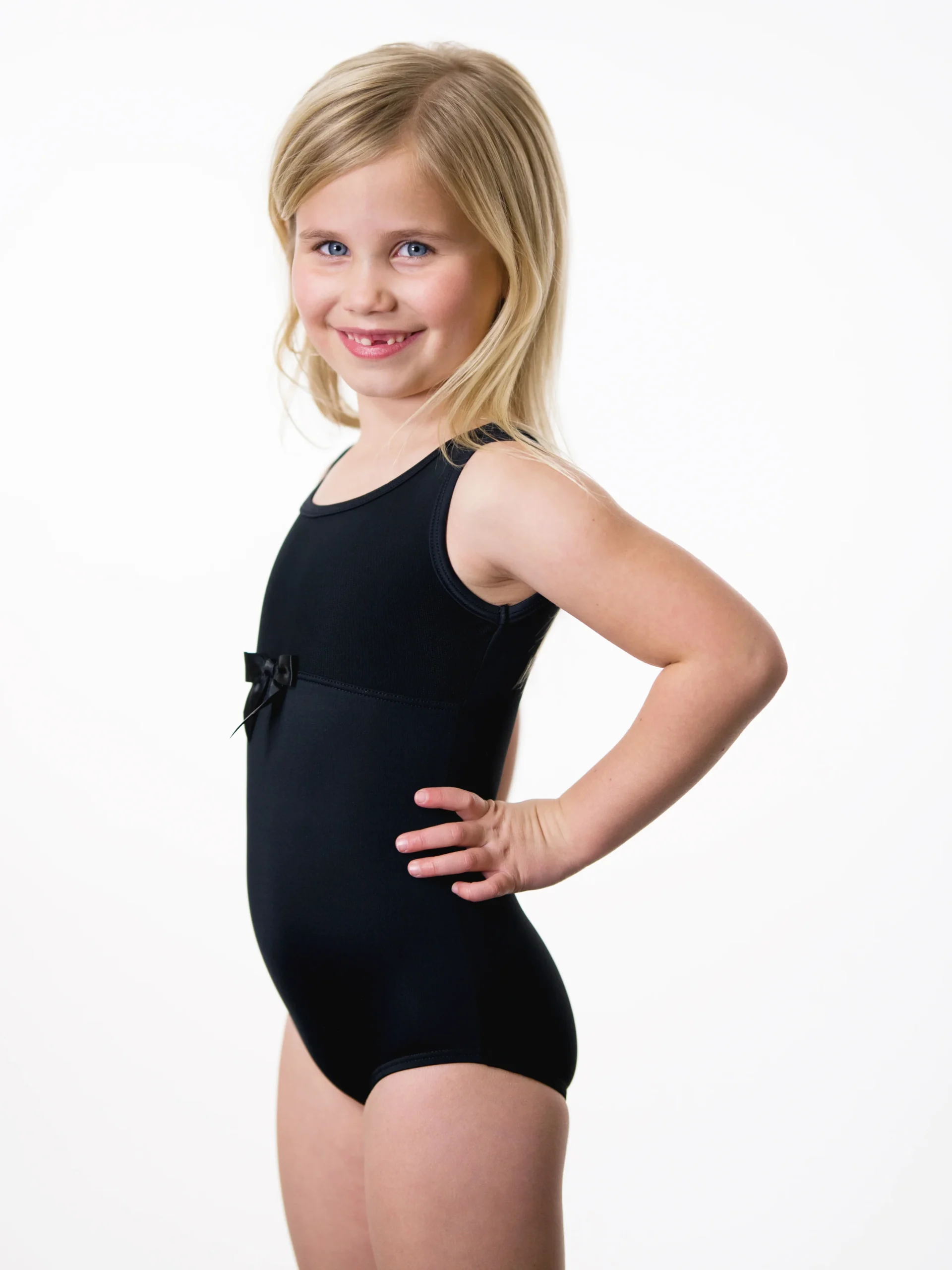 empire mesh tank leotard - Suffolk 2282C black child leotard with satin bow