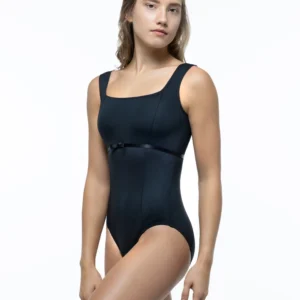 Suffolk black Park Avenue Collection flattering square neckline leotard