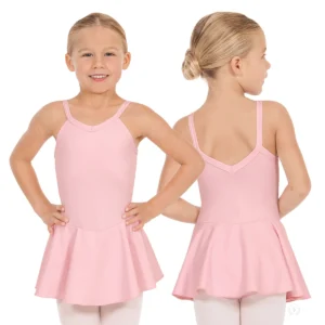 skirted leotard for girls - Eurotard 44453 camisole dance dress with attached skirt in pink