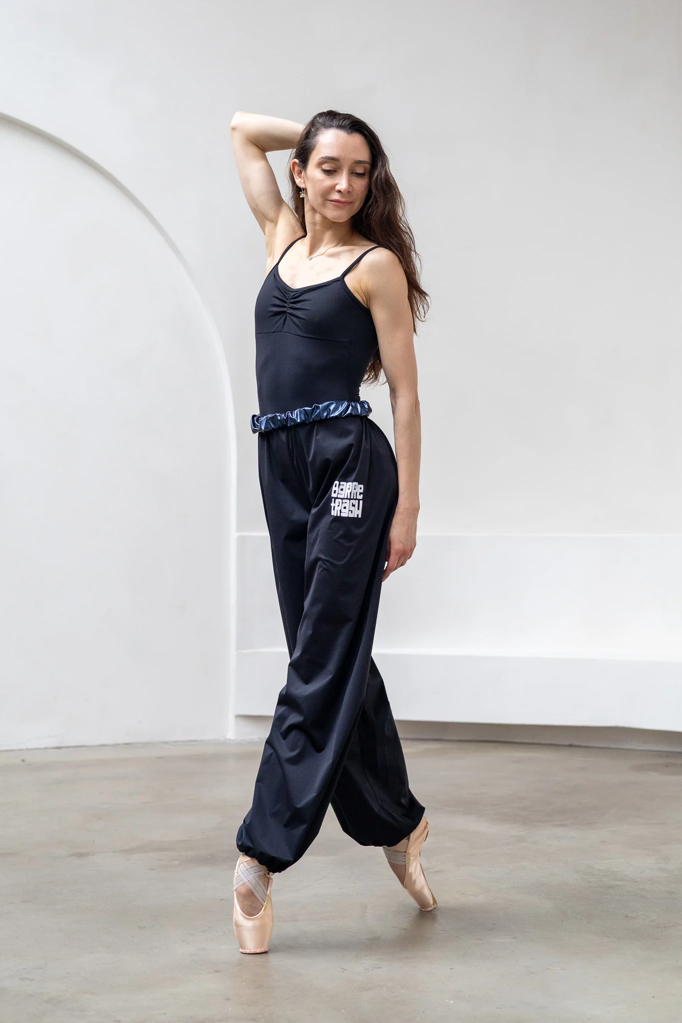 sauna pants for dancers - Barre Trash heat retention warm-up pants in black