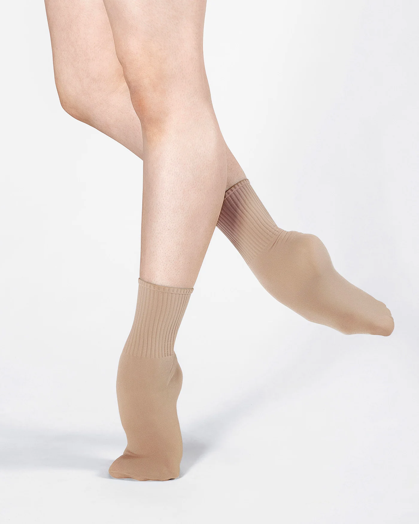 Ribbed dance sock in beige