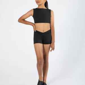 flattering V-waistband shorts in black