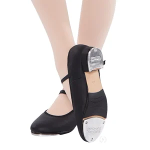 Leather Girls Buckle Tap Shoe in black