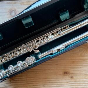 used Burkart Phelan flute in solid silver with 14k gold riser headjoint and B foot